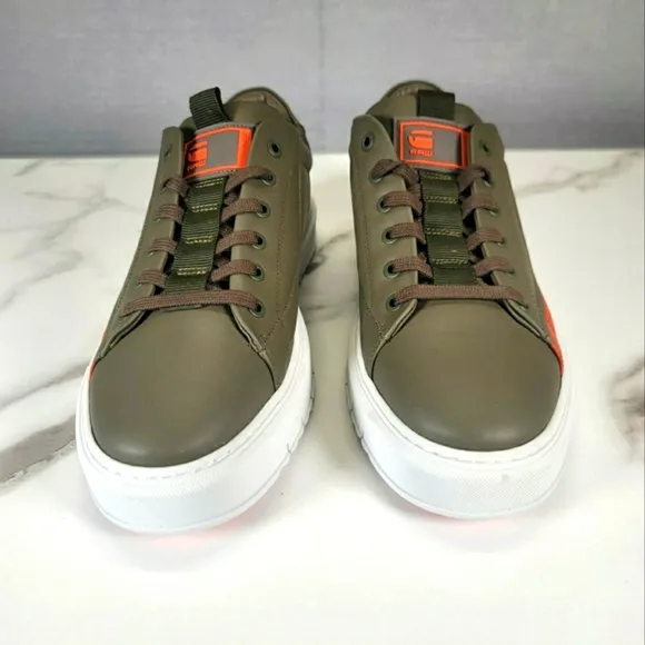 G-Star Raw Men's Rocup-II-LGO-M Sneakers Low-Top Shoes Geen/Orange Size 11