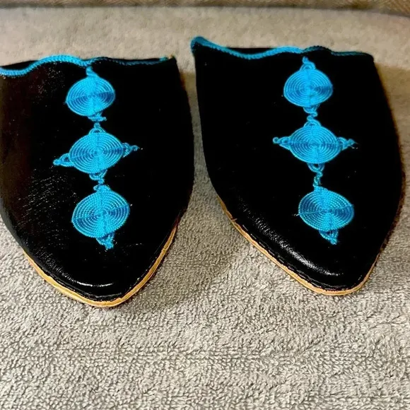 Genuine Moroccan Slippers Black / Royal Women’s Shoes