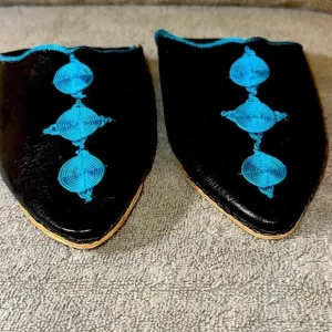 Genuine Moroccan Slippers Black / Royal Women’s Shoes