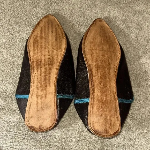 Genuine Moroccan Slippers Black / Royal Women’s Shoes