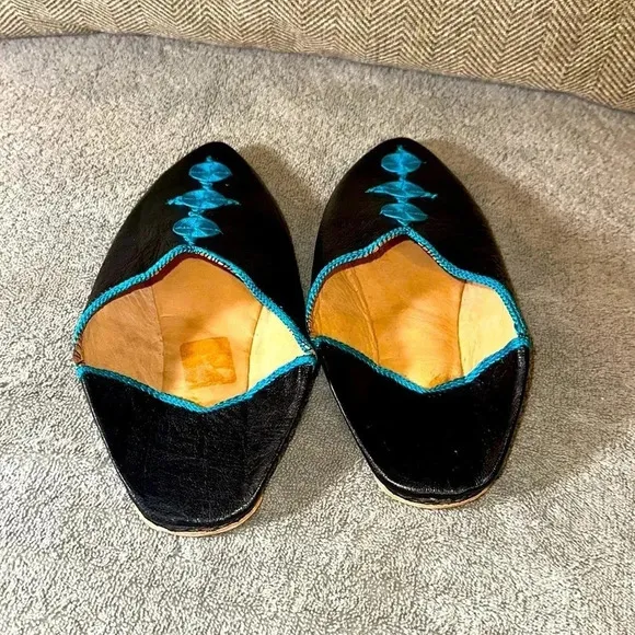 Genuine Moroccan Slippers Black / Royal Women’s Shoes