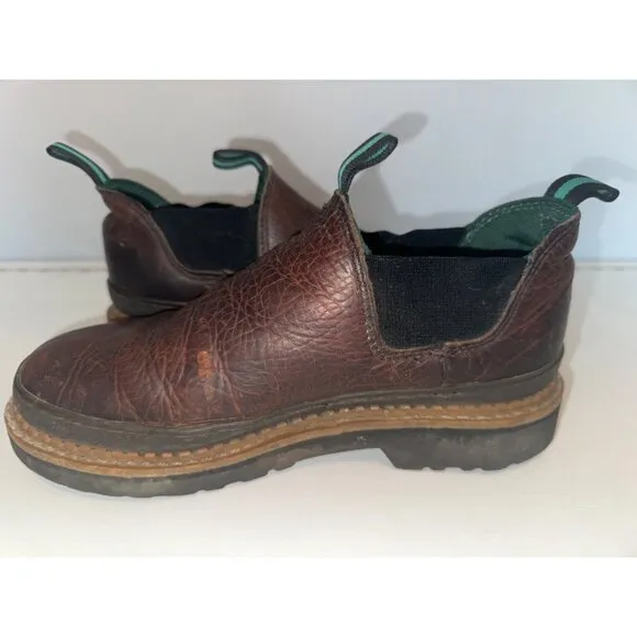 Georgia Giant Mens Work Shoes Sz 9.5 Brown Leather Romeo Safety Slip Resistant