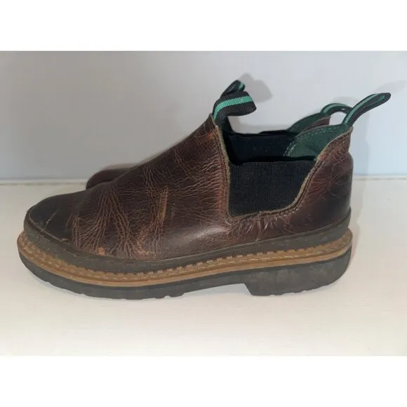 Georgia Giant Mens Work Shoes Sz 9.5 Brown Leather Romeo Safety Slip Resistant