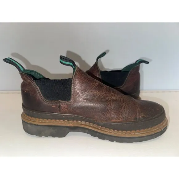 Georgia Giant Mens Work Shoes Sz 9.5 Brown Leather Romeo Safety Slip Resistant