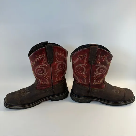 Georgia Kids 5.5M Red Brown Leather 8” Carbo Tec LT Cowboy Western Boots Zip