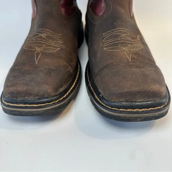Georgia Kids 5.5M Red Brown Leather 8” Carbo Tec LT Cowboy Western Boots Zip