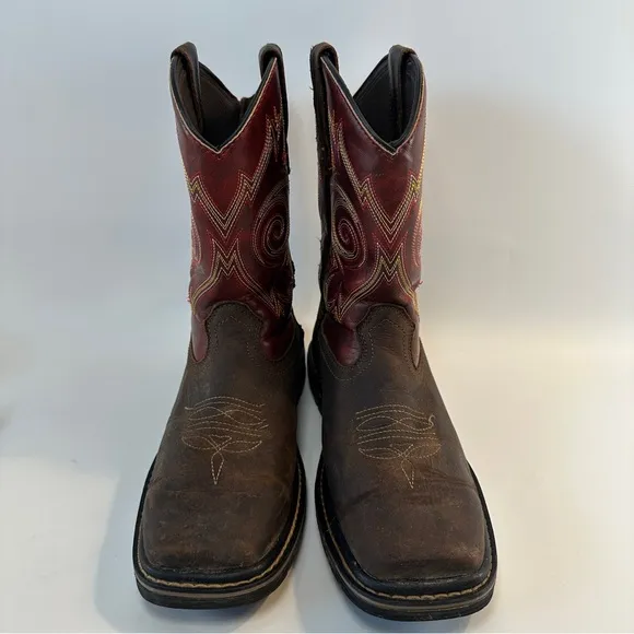 Georgia Kids 5.5M Red Brown Leather 8” Carbo Tec LT Cowboy Western Boots Zip