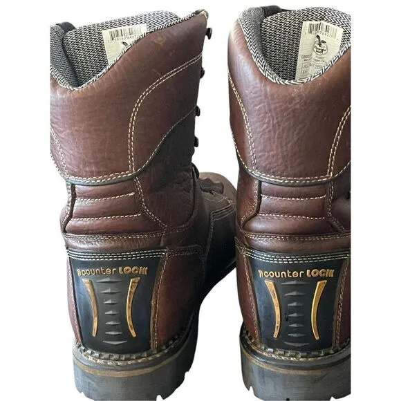 Georgia Boot Mens Dark Brown Leather Lace-Up Work Boots Size 9