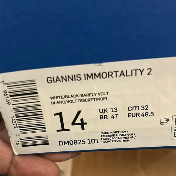 Giannis Immortality 2 White and Black Athletic Sneakers size 14