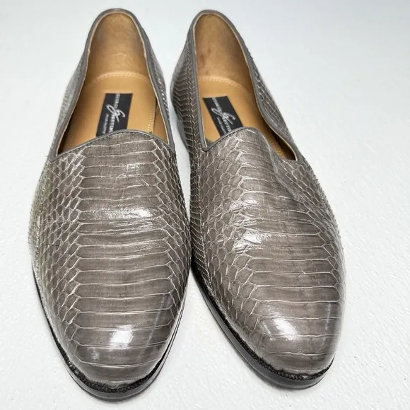 Giorgio Brutini Men's Loafer Dress Shoes Snakeskin, Gray, Slip-On, Size 11