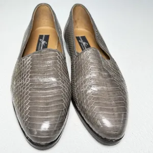 Giorgio Brutini Men's Loafer Dress Shoes Snakeskin, Gray, Slip-On, Size 11