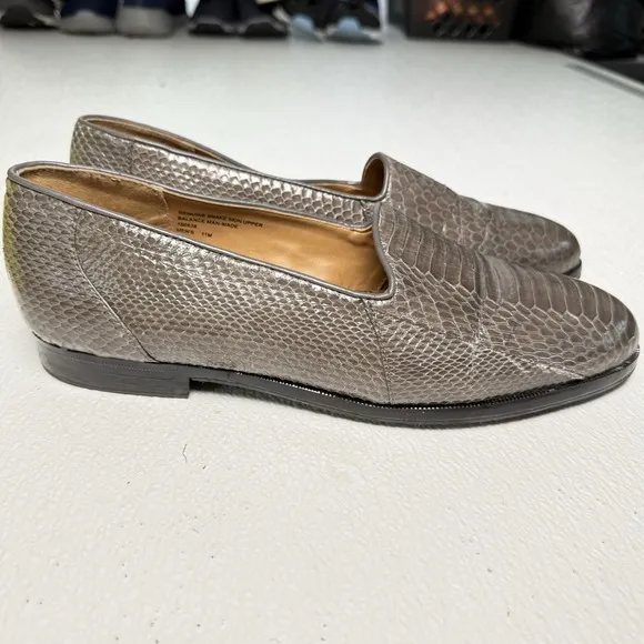 Giorgio Brutini Men's Loafer Dress Shoes Snakeskin, Gray, Slip-On, Size 11