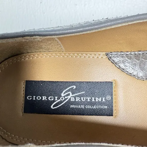 Giorgio Brutini Men's Loafer Dress Shoes Snakeskin, Gray, Slip-On, Size 11
