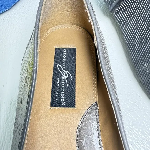 Giorgio Brutini Men's Loafer Dress Shoes Snakeskin, Gray, Slip-On, Size 11