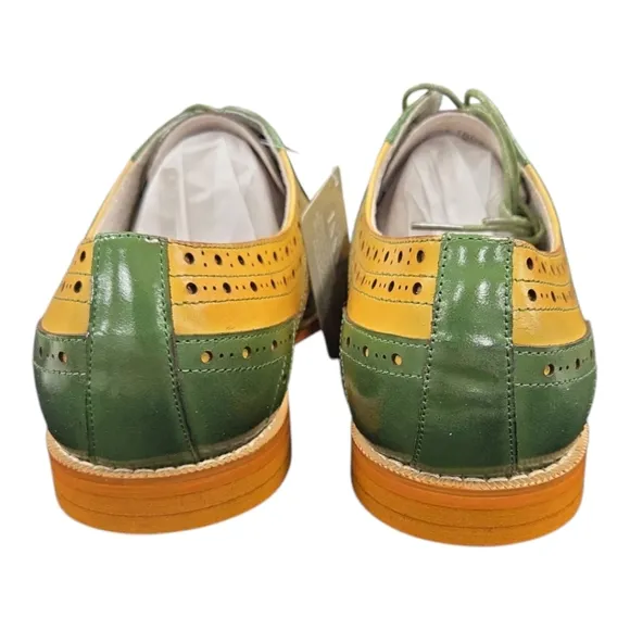 GIOVANNI MEN'S GREEN/SCOTCH LEATHER WING TIP DRESS SHOE. TROY.