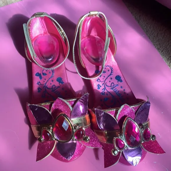 GIRL’S DISNEY PRINCESS AURORA SLEEPING BEAUTY PINK SHOES COSTUME DRESS UP 12T