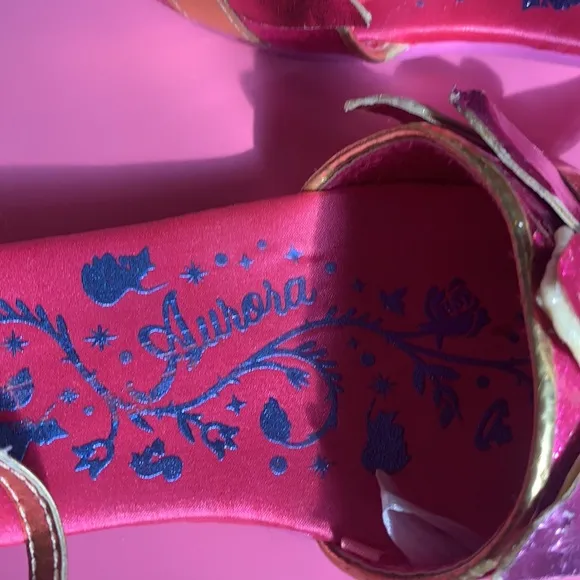 GIRL’S DISNEY PRINCESS AURORA SLEEPING BEAUTY PINK SHOES COSTUME DRESS UP 12T