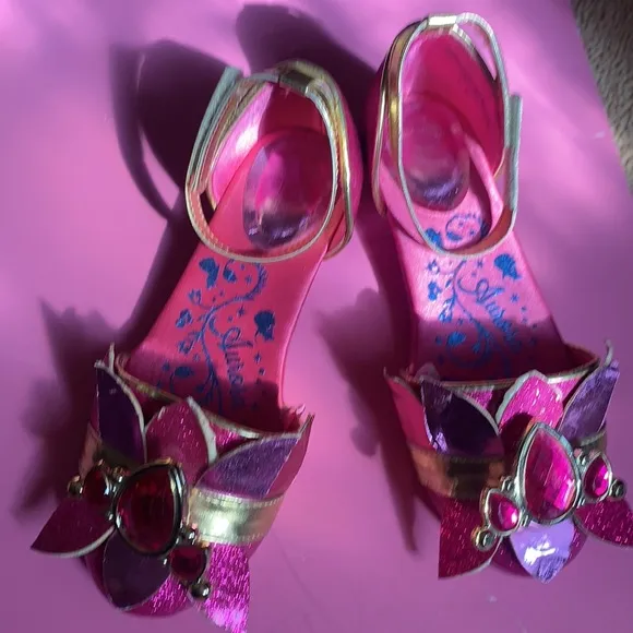 GIRL’S DISNEY PRINCESS AURORA SLEEPING BEAUTY PINK SHOES COSTUME DRESS UP 12T
