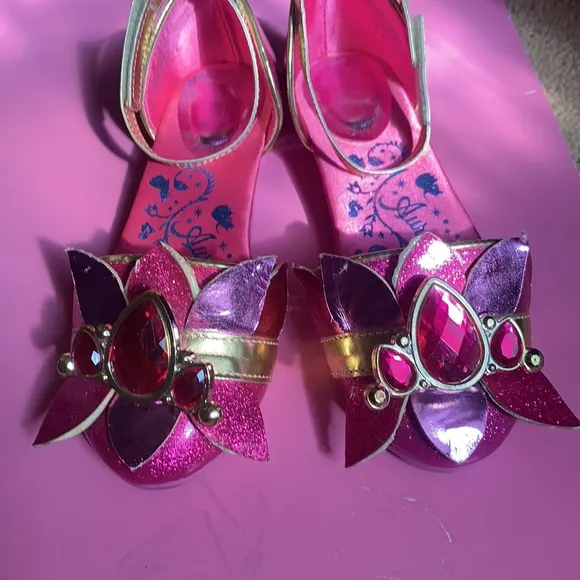 GIRL’S DISNEY PRINCESS AURORA SLEEPING BEAUTY PINK SHOES COSTUME DRESS UP 12T