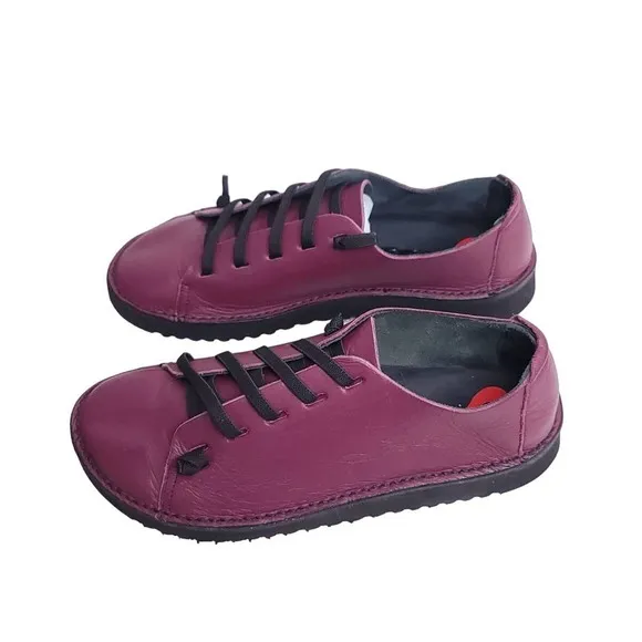 GITA Women's Purple Leather Ergonomic Slip On Sneakers Size 40 Elastic Strings