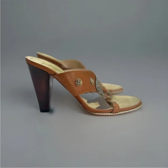 Giuseppe Zanotti Leather Heeled Sandals Jeweled Size 6 brown