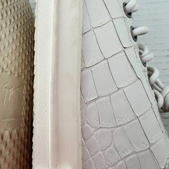 Giuseppe Zanotti White Croc-Embossed Sneakers 37.5
