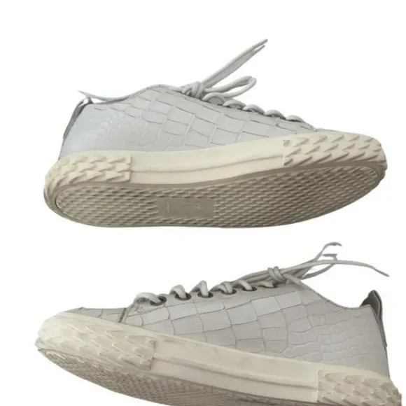 Giuseppe Zanotti White Croc-Embossed Sneakers 37.5