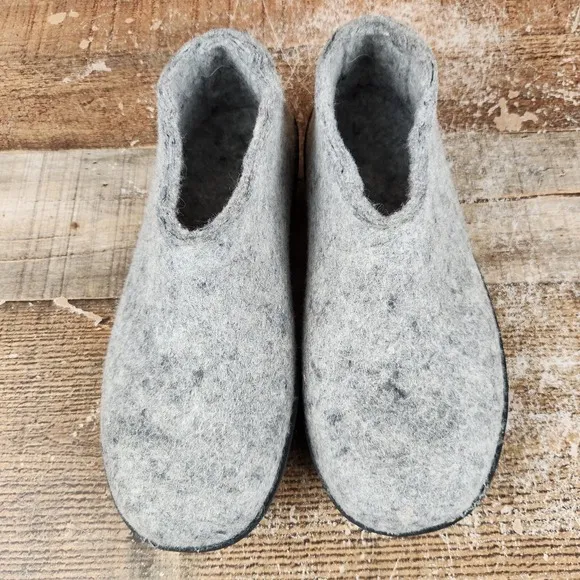 Glerups Slippers Women's US 9 EU 40 Grey Wool Slip On Rubber Sole Comfort Shoes