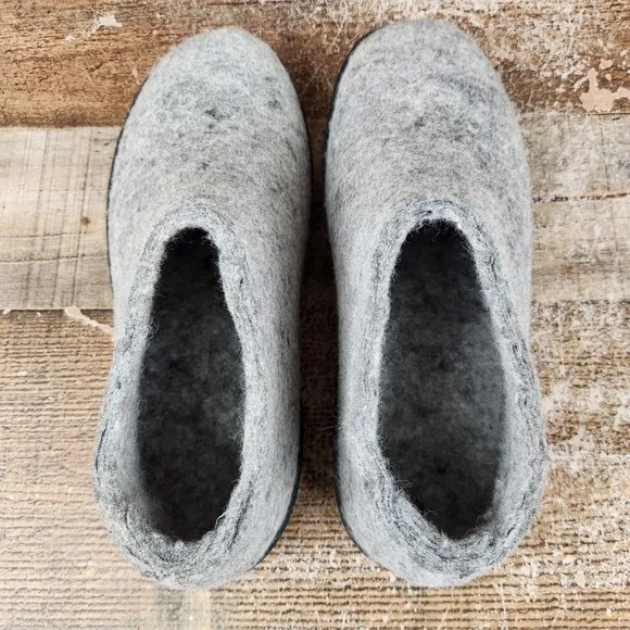 Glerups Slippers Women's US 9 EU 40 Grey Wool Slip On Rubber Sole Comfort Shoes
