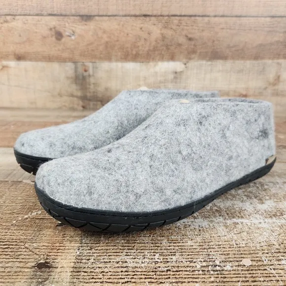 Glerups Slippers Women's US 9 EU 40 Grey Wool Slip On Rubber Sole Comfort Shoes