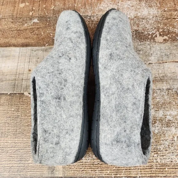 Glerups Slippers Women's US 9 EU 40 Grey Wool Slip On Rubber Sole Comfort Shoes
