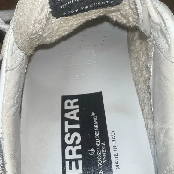 Golden goose /DB White Sneakers with Blue Star Accent