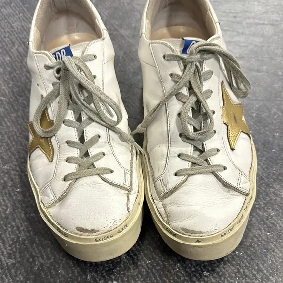 Golden Goose White Sneakers with Gold Star