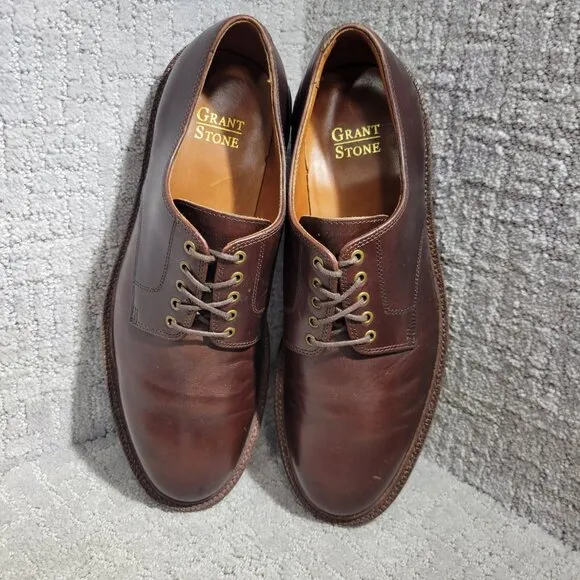 Grant Stone Men's Size 10D US Brown Leather Round Toe Derby Dress Shoes 44324
