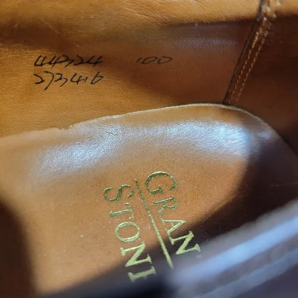 Grant Stone Men's Size 10D US Brown Leather Round Toe Derby Dress Shoes 44324