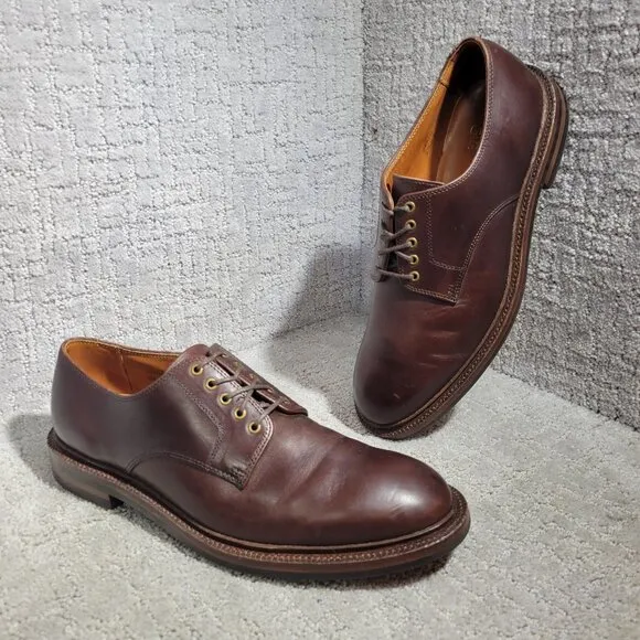 Grant Stone Men's Size 10D US Brown Leather Round Toe Derby Dress Shoes 44324
