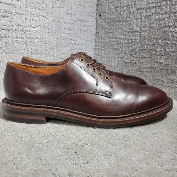 Grant Stone Men's Size 10D US Brown Leather Round Toe Derby Dress Shoes 44324