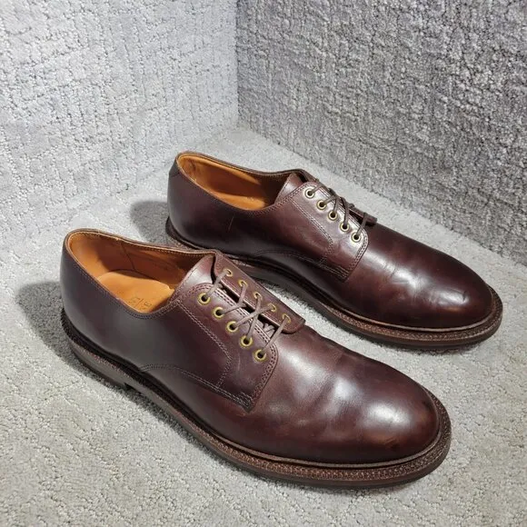 Grant Stone Men's Size 10D US Brown Leather Round Toe Derby Dress Shoes 44324