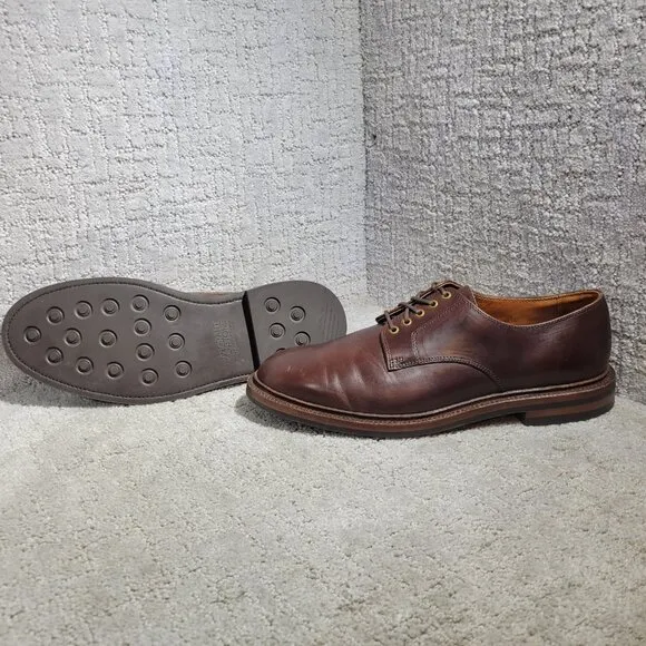 Grant Stone Men's Size 10D US Brown Leather Round Toe Derby Dress Shoes 44324