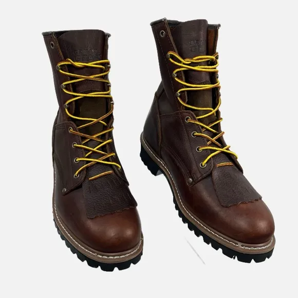 Gravel Gear Lace Up Brown Leather Logger Work Boots Mens size 13 W