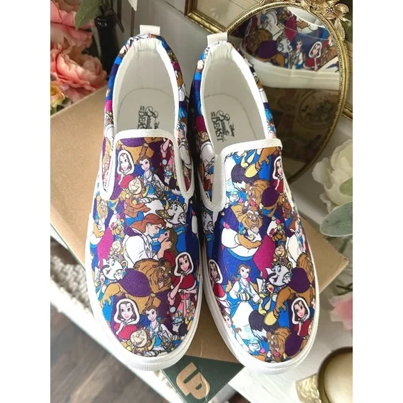 Ground Up Enchanted Winter Disney Beauty &amp; The Beast sneakers slip on