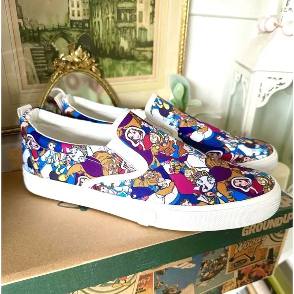 Ground Up Enchanted Winter Disney Beauty &amp; The Beast sneakers slip on