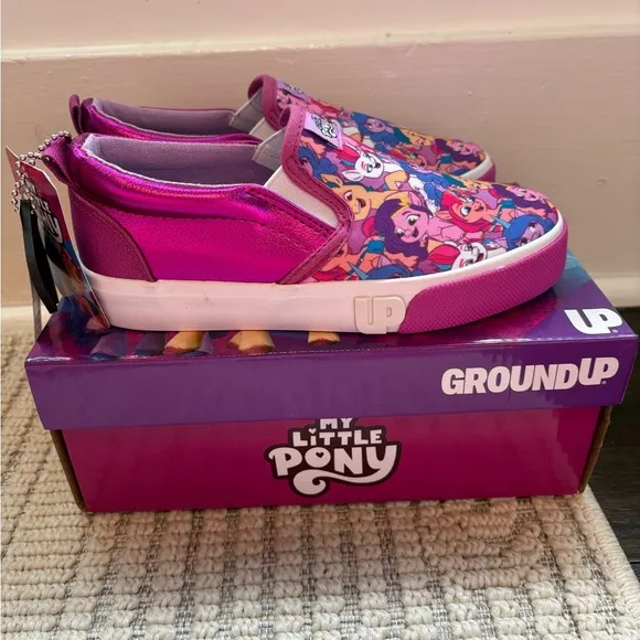 GroundUp My Little Pony Pink &amp; Purple Slip On Sneakers Size 2 New in Box