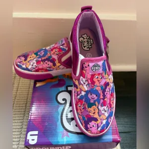 GroundUp My Little Pony Pink &amp; Purple Slip On Sneakers Size 2 New in Box
