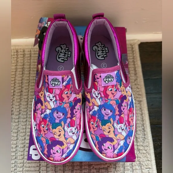 GroundUp My Little Pony Pink &amp; Purple Slip On Sneakers Size 2 New in Box