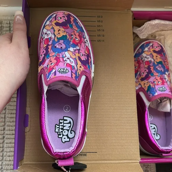 GroundUp My Little Pony Pink &amp; Purple Slip On Sneakers Size 2 New in Box