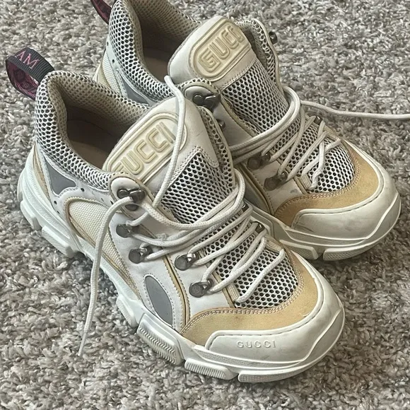 Gucci Beige and Gray Sneakers