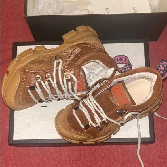 Gucci Brown Sneakers with White Laces