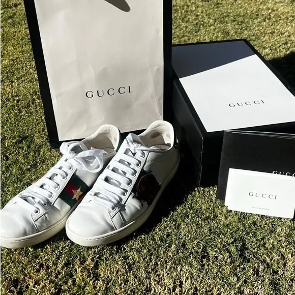 Gucci White Sneakers with Pineapple and Star