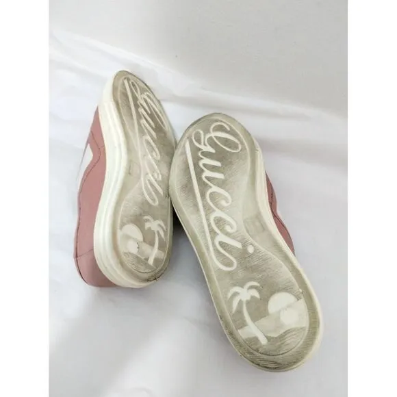 Gucci Women's‎ Microguccissima Signature Leather Slip On Sneakers Size 37 Pink